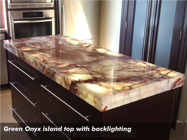Green Onyx Island Top with Backlighting