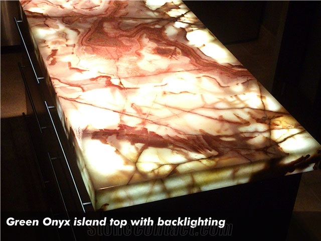 Green Onyx Island Top with Backlighting