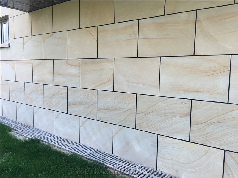 Gold Wooden Sandstone Wall Cladding Wooden Tiles