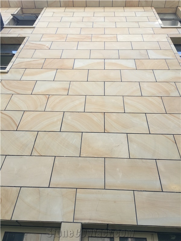 Gold Wooden Sandstone Wall Cladding Wooden Tiles