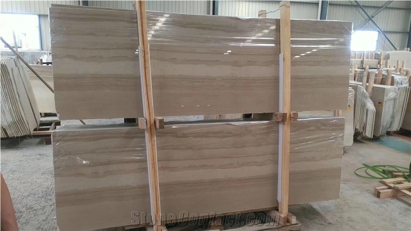 Italy Serpeggiante Wood Beige Marble Flooring Tile