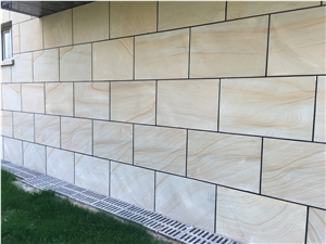Yellow Sandstone Wall Cladding Gold Wooden Tiles