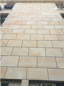 Yellow Wooden Sandstone Walling Brick, Masonry Tiles