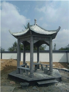 Grey Granite Hexangular Pavilion, Chinese Pagoda
