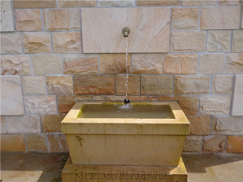 Camel Brown Sandstone Wall Mounted Fountain