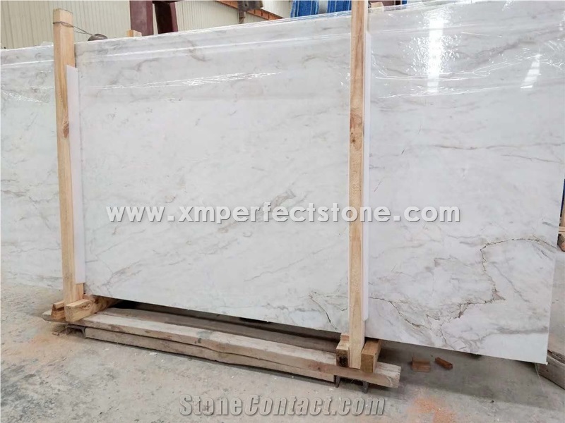 High Quality Polished Volakas White Marble Slab