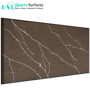 Chocolate Brown Veined Quartz Stone for Countertop