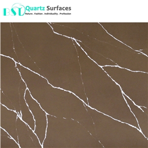 Chocolate Brown Veined Quartz Stone for Countertop