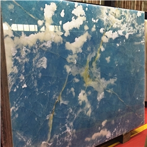 Blue Color Onyx Stone Slab,Cheap Blue Marble Wall Panel Tile