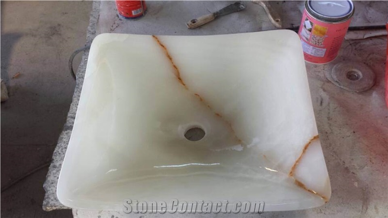 White Onyx Wash Basins, White Onyx Bathroom Sinks