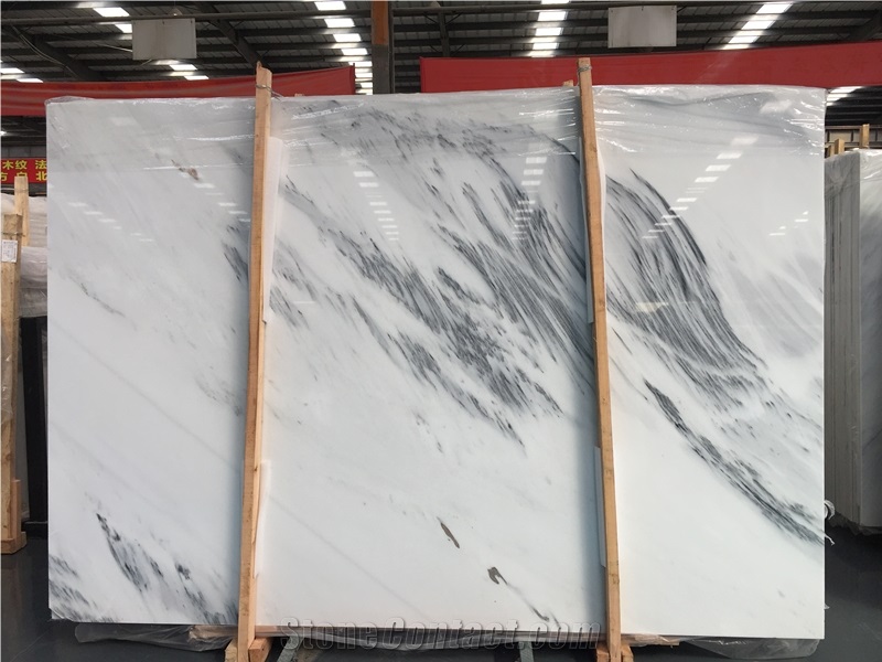 Ink White Painting Marble Slabs for Wall & Floor
