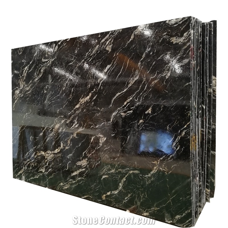 30x30cm Black Cosmic Granite Polished in Kitchen