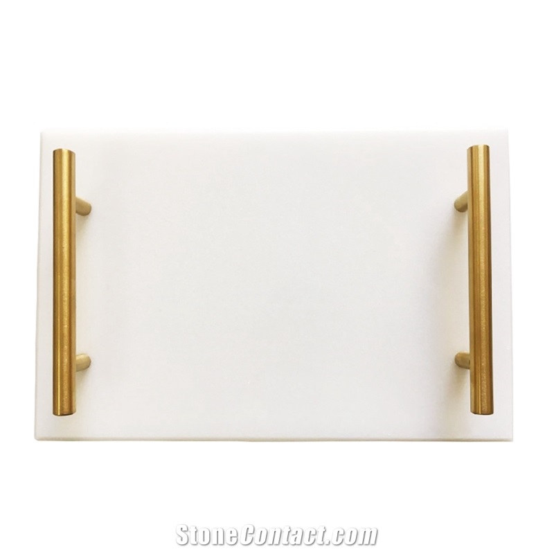 Marble Cheese Tray with Handles in Gold Marble
