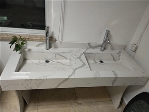 Quartz Stone Artifical Bathroom Countertop, Vanity Top