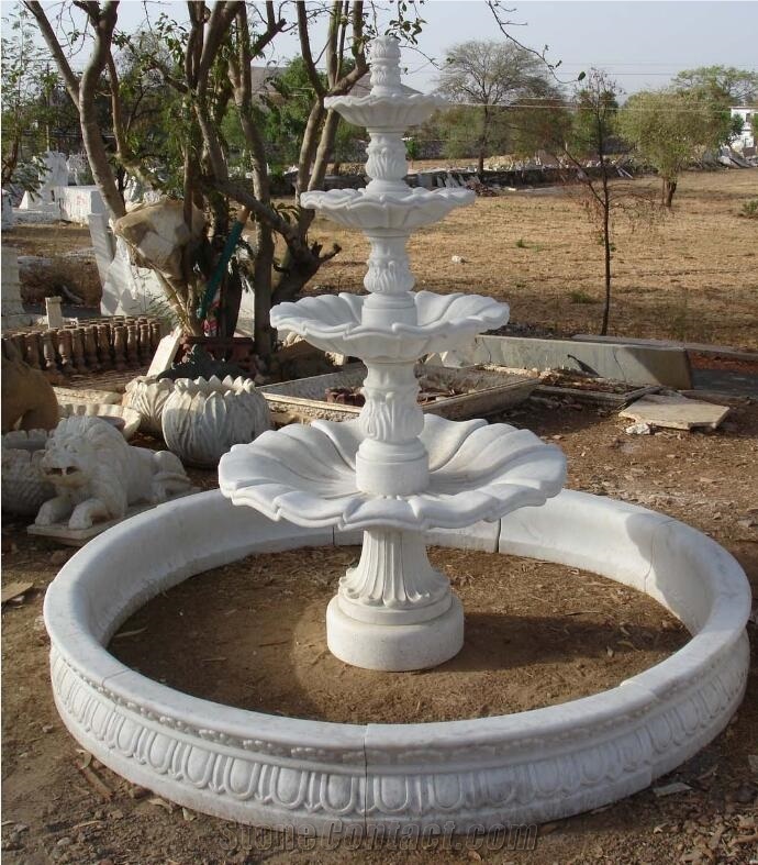 Red + Gray Granite Garden Water Fountain For Sale