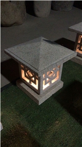 Outdoor Japanese Solar Led Granite Lantern