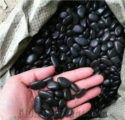 Small Size Polished Black Decorate Pebbles