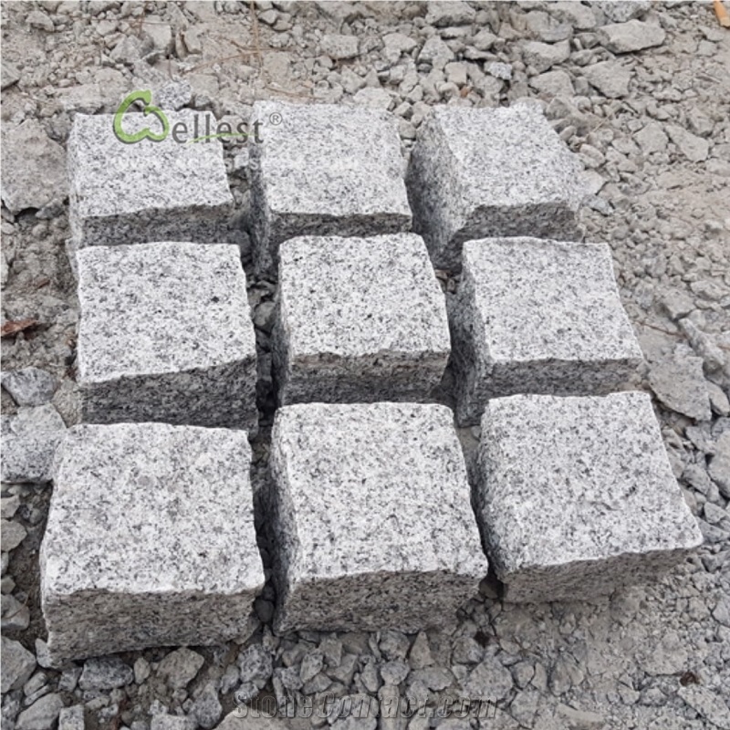 10x10cm Grey Granite Cobblestone Paving Stone