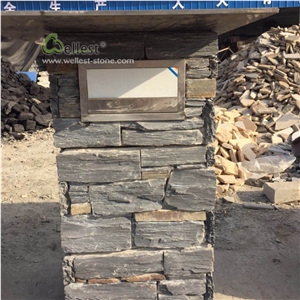 Mail Box Post Slate Stacked Stone Panel Column