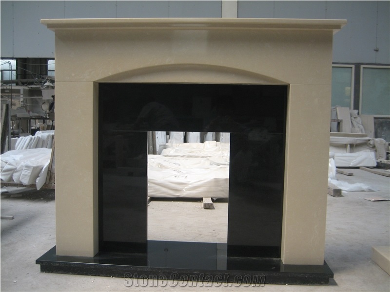 Beige Marble Fireplace, Indoor Mantels