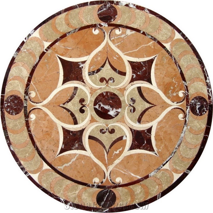 Brown Round Marble Medallions Indoor Floor Pattern