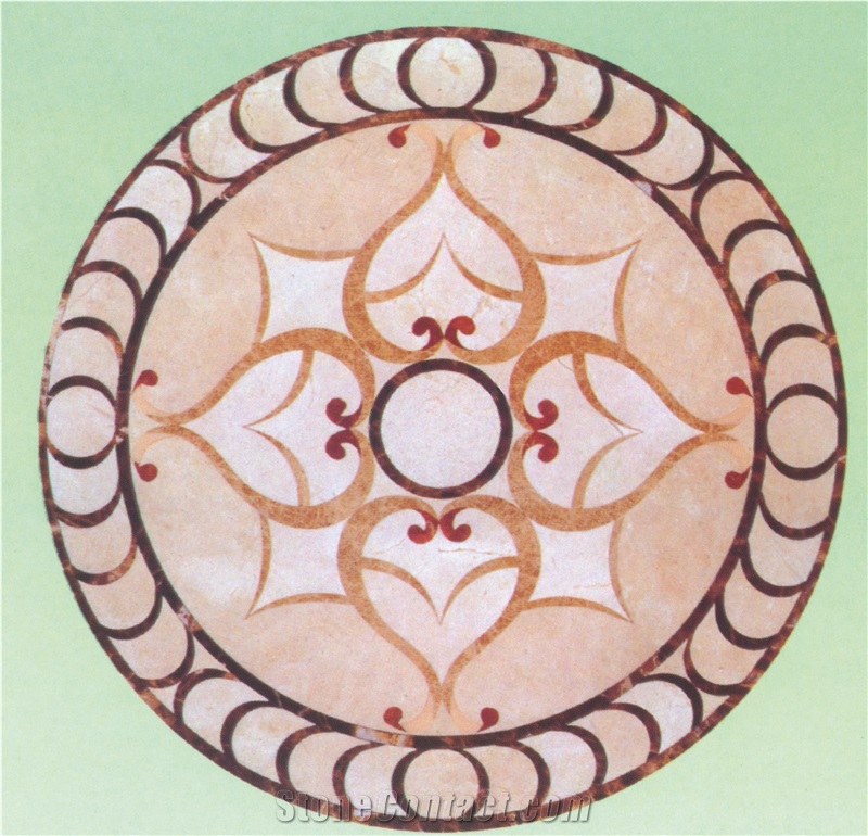 Brown Round Marble Medallions Indoor Floor Pattern
