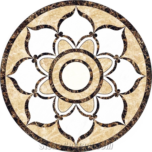 Floor Marble Round Medallions Flower Pattern