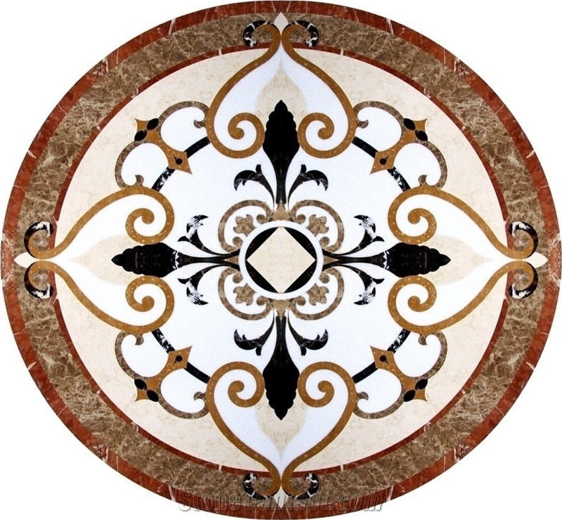 Floor Marble Round Medallions Flower Pattern
