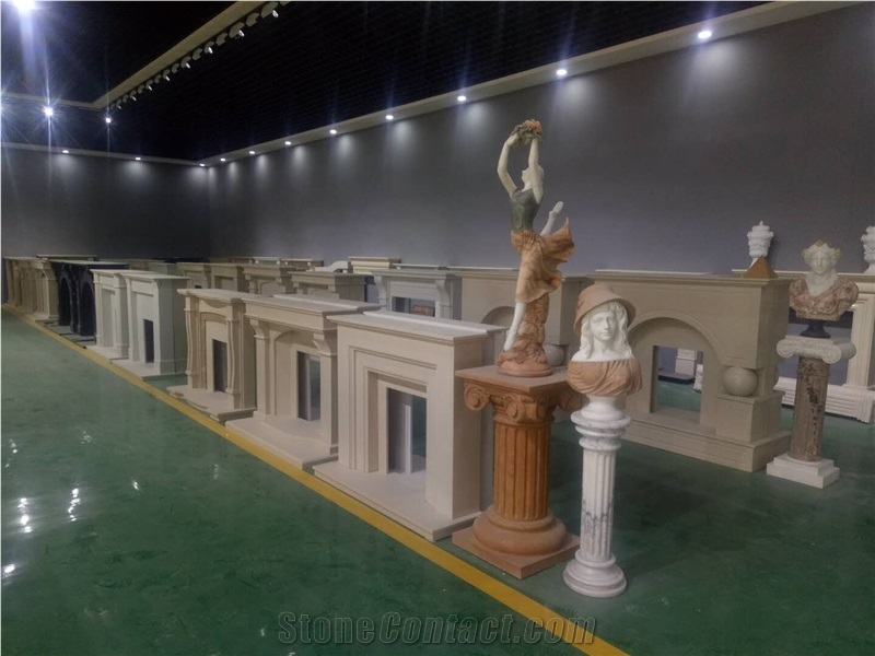 Hebei Factory White Limestone Fireplace Mantels