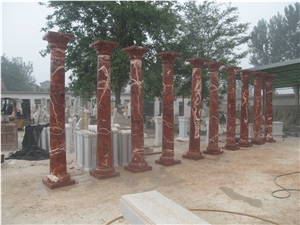 Rosso Levanto Columns in Stock Roman Cast Pillars