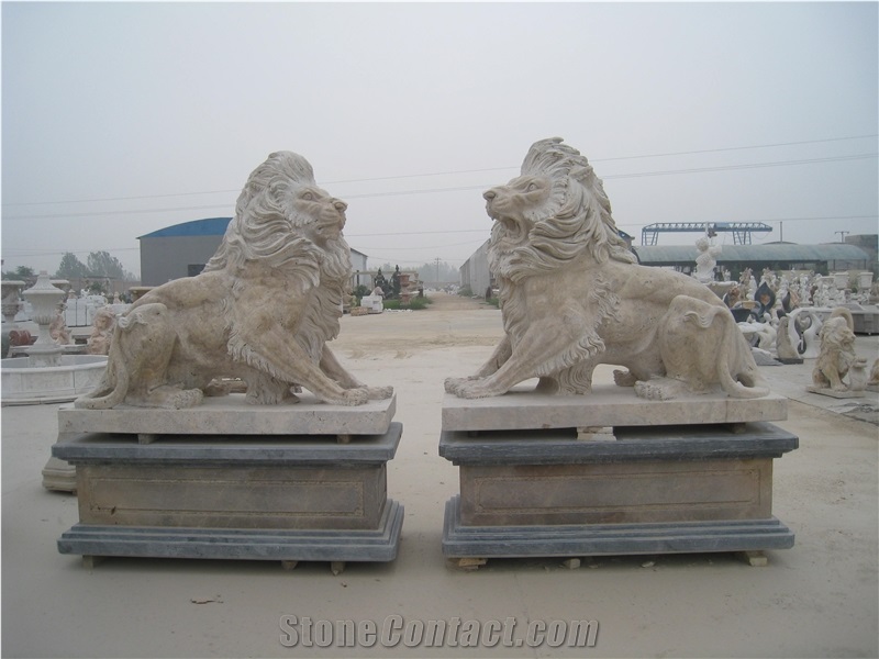 Tall Marble Lion Statues White Sculpture