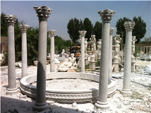 White Cast Stone Columns Hollow Pillars Roman Base