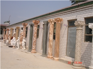 White Hollow Column Cast Stone Pilasters with Base