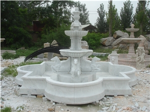 White Marble Hand Carved Sculptured Water Fountain