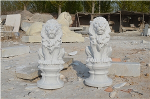 White Marble Lion Statues, Sculpture Shizi