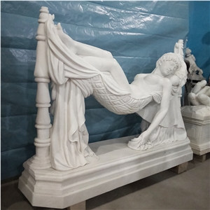 White Western Woman Statues, Handcarved Sculptures