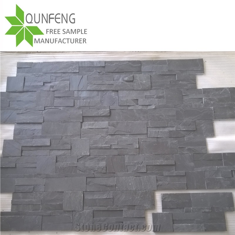 China Black Stone Cladding Slate Wall Panel