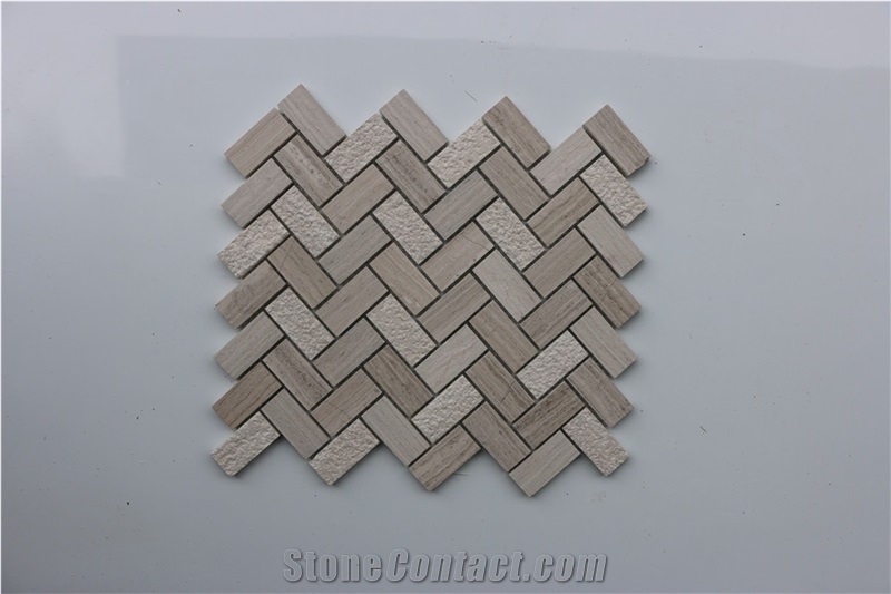 China Light Dark Wooden Brick Marble Mosaic,Tiles