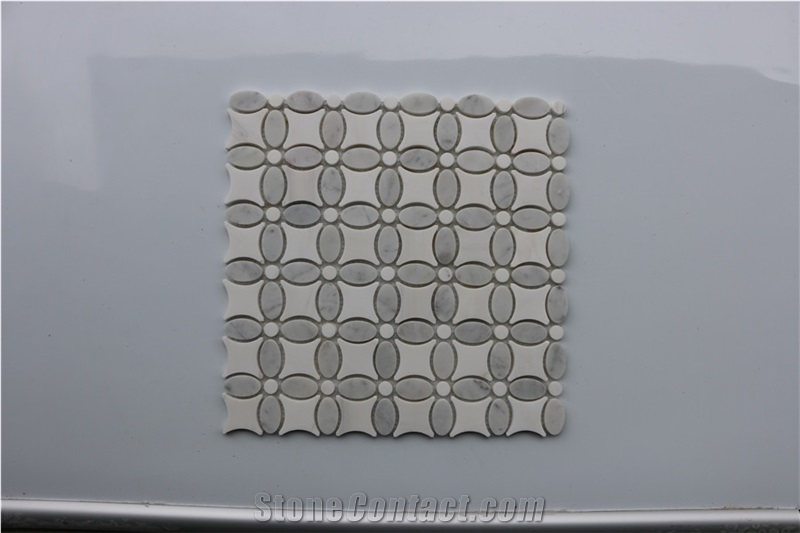 Greece Dolit White Marble Water Jet Marble Mosaics