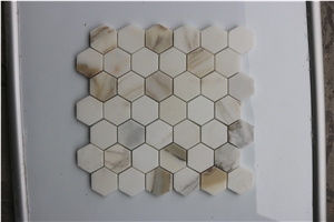 Italy Calacatta Gold Hexagon Marble Mosaics Tiles