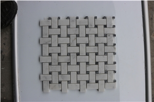 Italy Carrara White Basketweave Marble Mosaics
