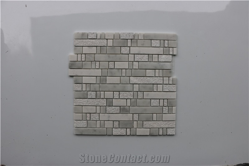 Italy Carrara White Polished Brick Marble Mosaics
