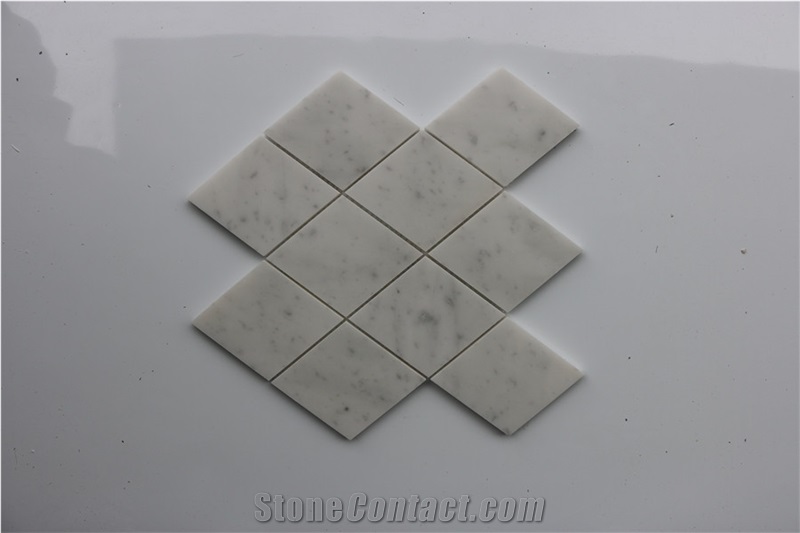 Italy Rhombus Carrara White Marble Mosaics Stones