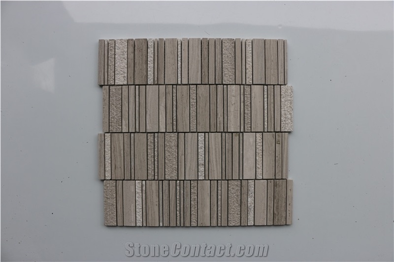 Light Wooden Hammered Marble Mosaic,Tiles