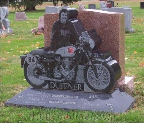 Motorcycle Headstone Black Granite Memorials