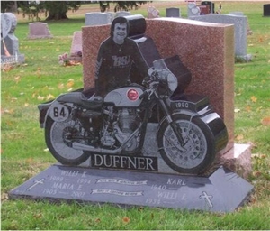 Motorcycle Headstone Black Granite Memorials