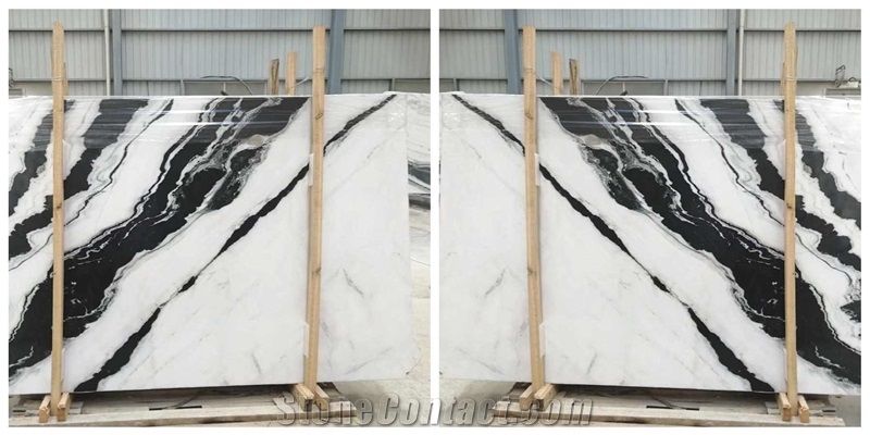 Panda White Marble Big Slabs and Tiles Bookmatched