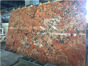 Cloudy Red Granite Slabs Stone Floor Tile Polished