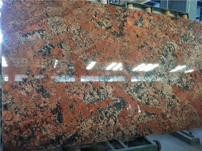 Cloudy Red Granite Slabs Stone Floor Tile Polished
