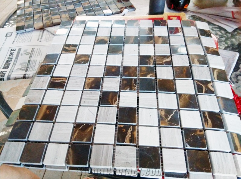 White Wood Marble Mosaic Pattern